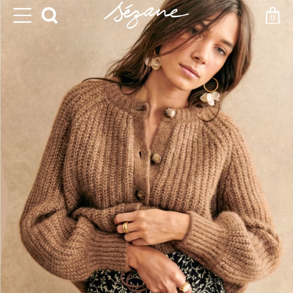 Sézane Emile Cardigan in Mottled Caramel